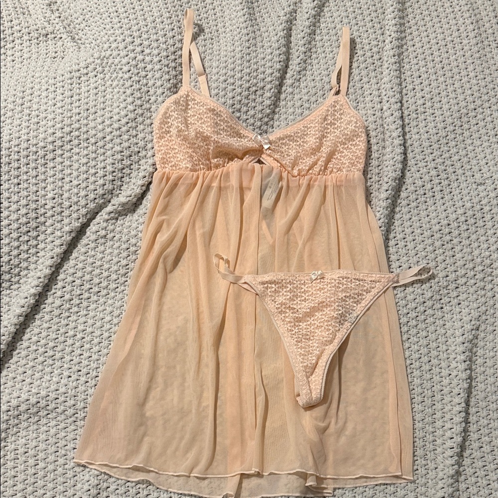 Adore Me Elegant Peachy Pink Lingerie Set